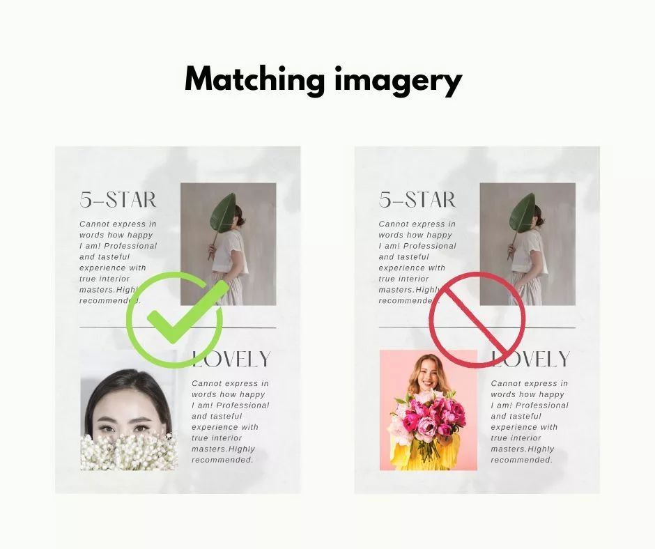 example of images matching with website colors