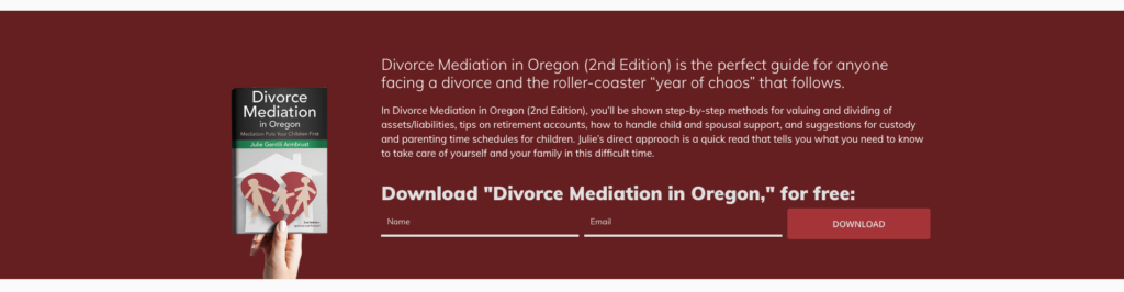 Example of a lead magnet from Mediation Northwest website